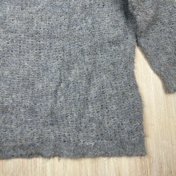 Free People Gray Turtleneck Alpaca Academia Fuzzy Pullover Knit Sweater Small - Picture 14 of 16